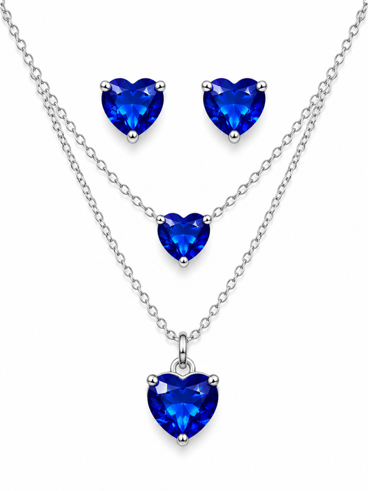 Sapphire Heart Jewelry Set