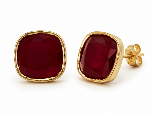 Ruby Red Stud Earrings